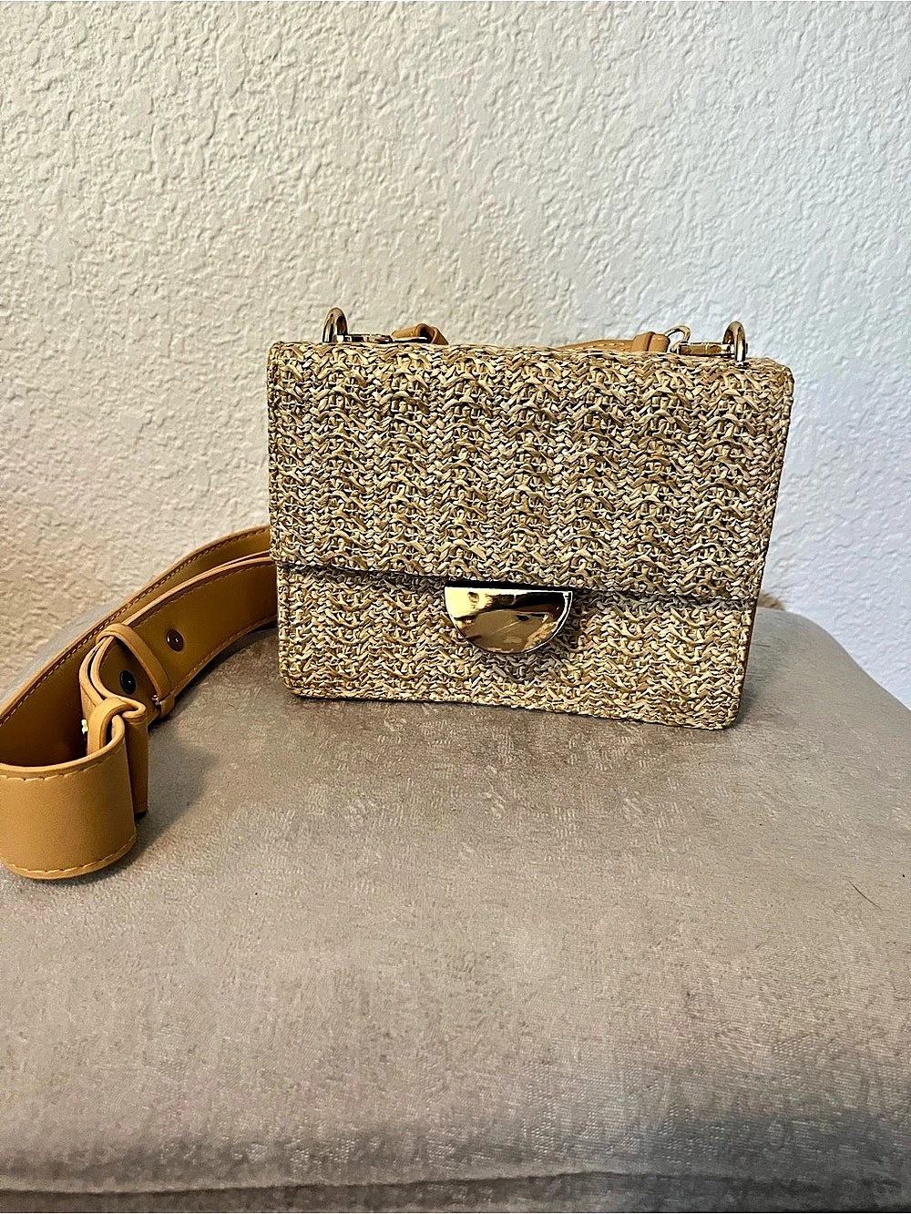 Gold Woven Crossbody Bag Like New